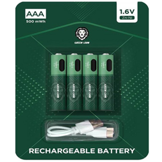 باتری نیم قلمی آلکالاین شارژی گرین لاین (Green Lion) مدل GNRGBAAA