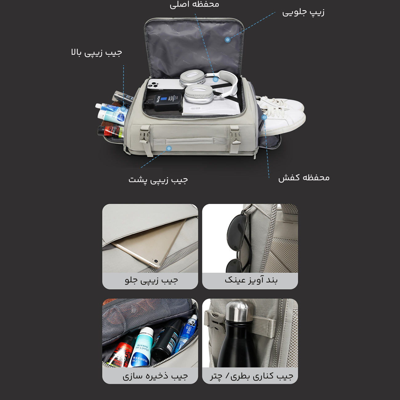 کوله پشتی سفری 24 لیتری بنج BANGE BG-8121 طرح چمدان