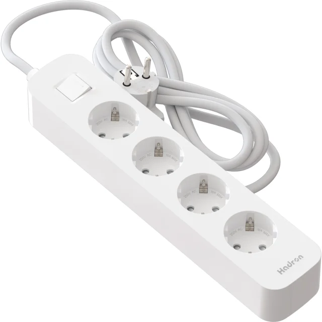 چند راهی برق ارت دار چهار سوکت هادرون Hadron P24 4 AC Way Power Strip 16A
