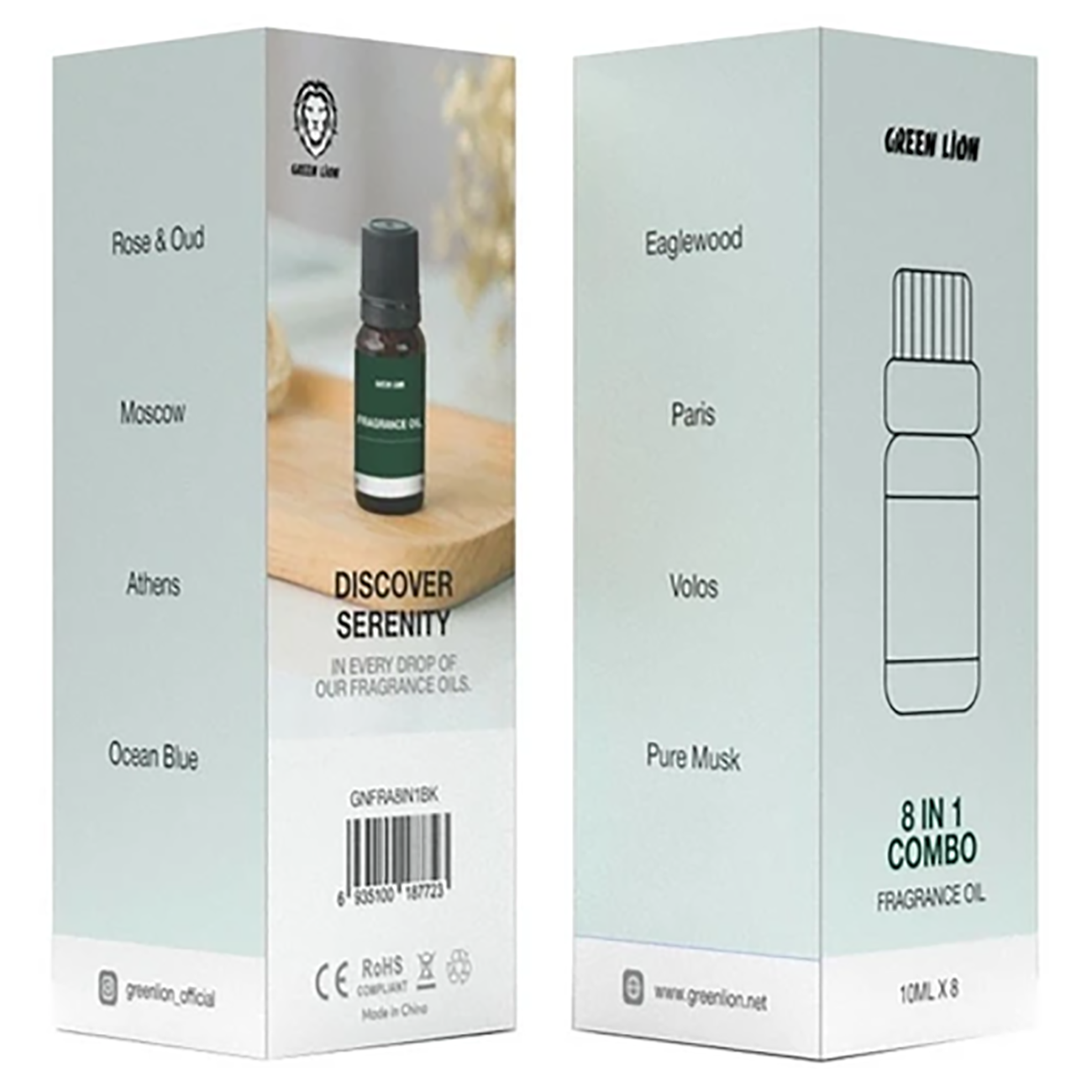 اسانس خوشبو کننده گرین لاین Green Lion مدل GNFRA8IN1BK پک 8 عددی