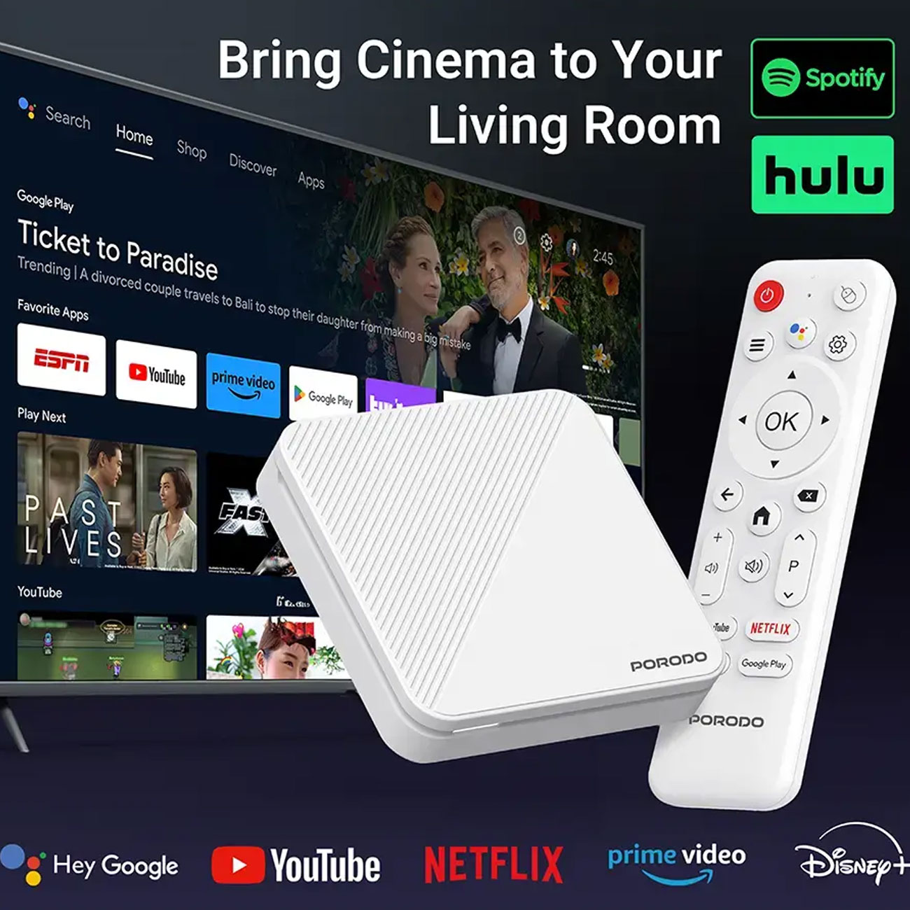 اندروید باکس پورودو Porodo مدل PDH96MAXWH با پخش 4K