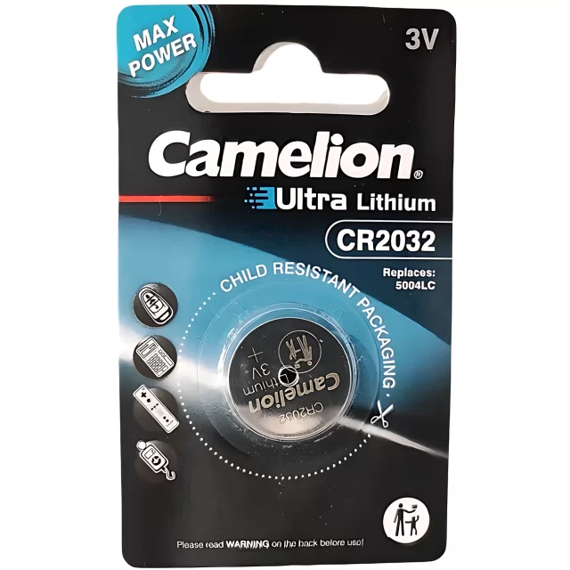 باتری سکه‌ای اولترا لیتیومی ولتاژ 3 ولت ظرفیت 220 میلی‌آمپر کملیون Camelion CR2032
