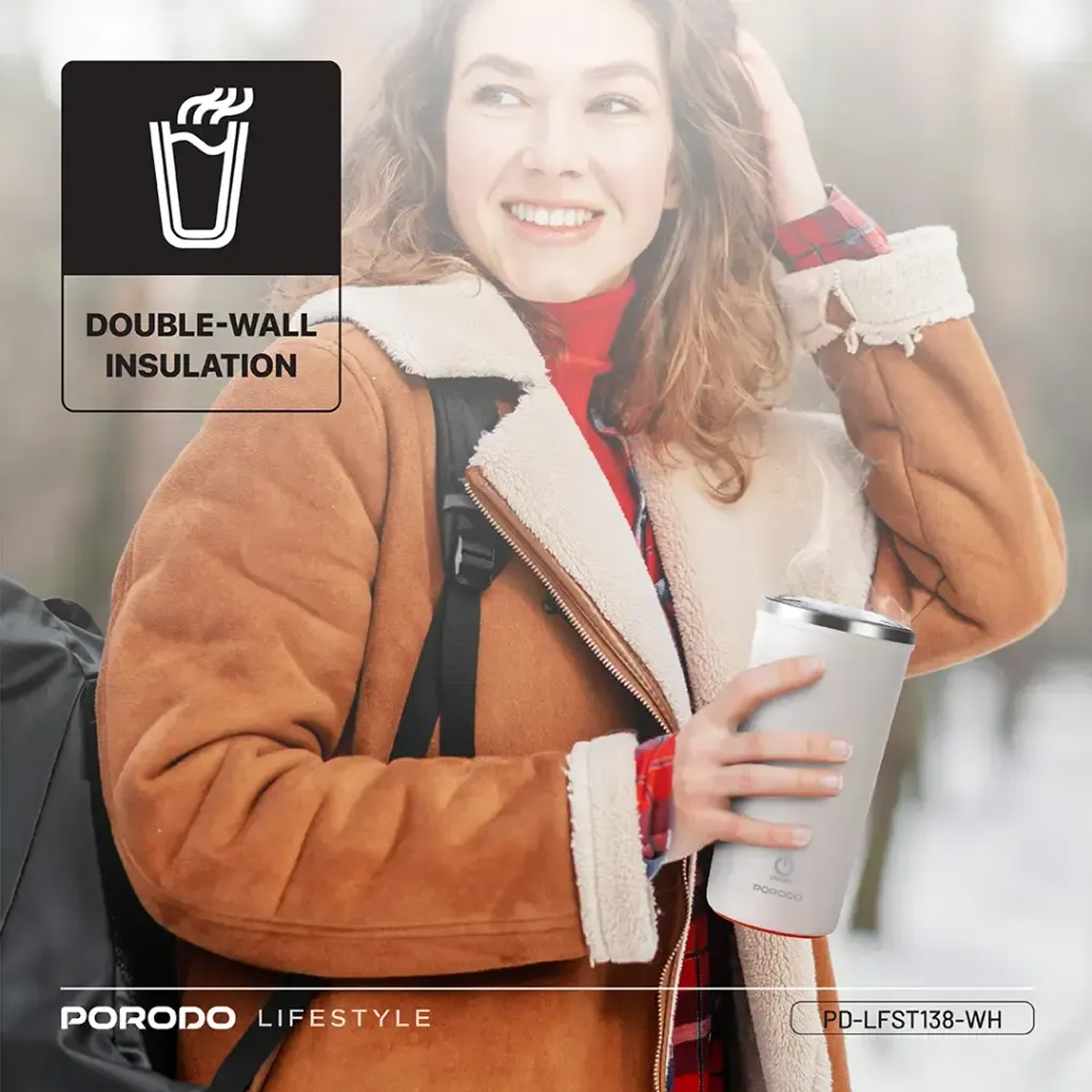 تراول ماگ هوشمند پورودو Porodo اصل مدل LFS138 با قابلیت مخلوط‌کن